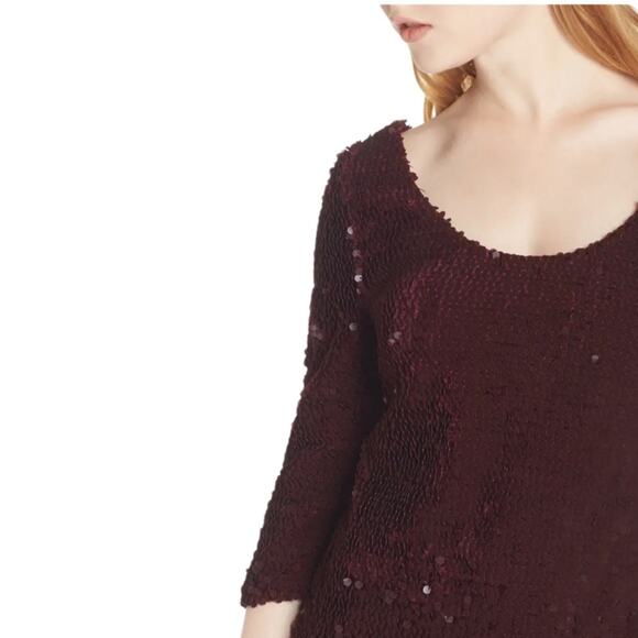 BB Dakota Sequined Velvet Burgundy Dress Size Small - Picture 8 of 10